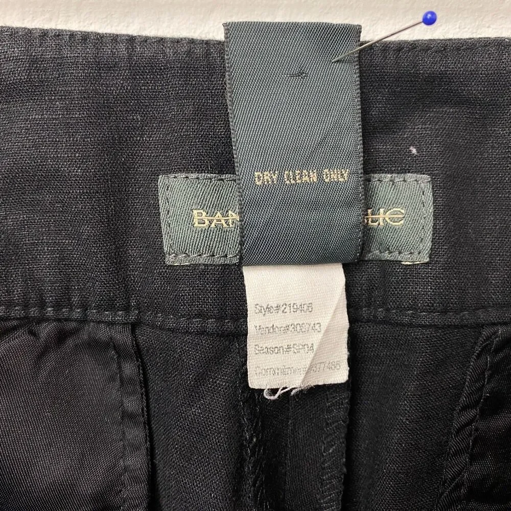 Vtg Banana Republic Black Linen Rayon Pants Sz 4 Pockets Flared Legs Belt Loops